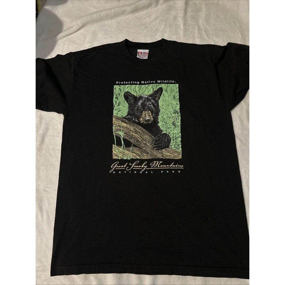 Vintage 80s ‎ Bear Nature Smoky Mountains T-Shirt XL  Black